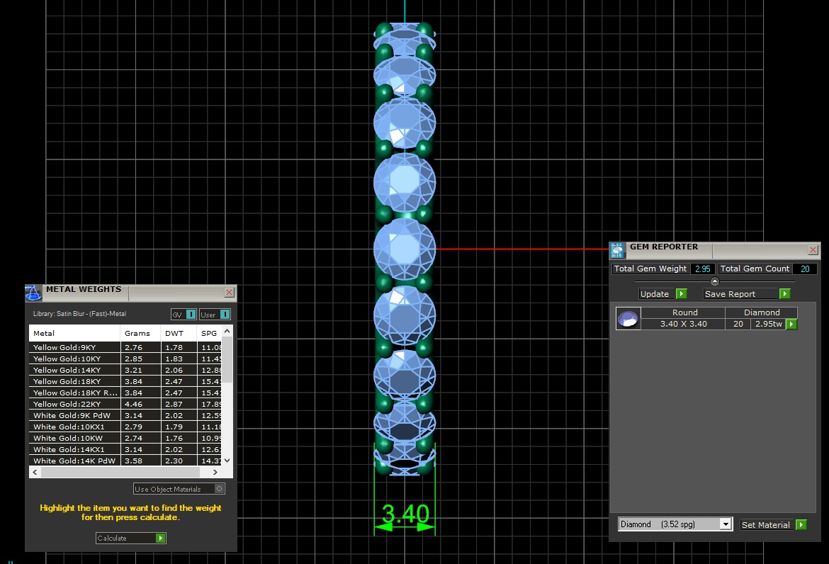U Shaped Eternity Ring 3 point 4 mm stone size swiss 17 and EU57 3D print model_4