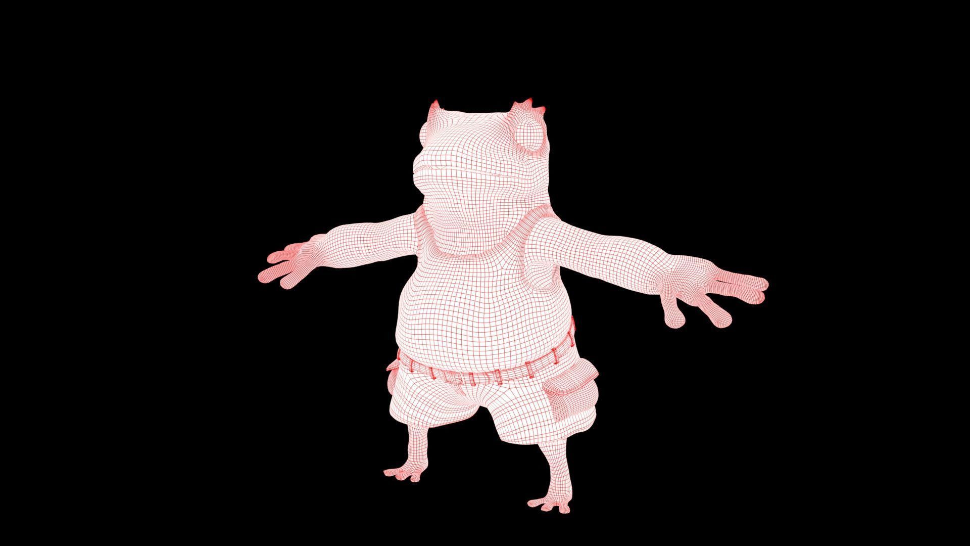 Frog boy character Low-poly 3D model_6
