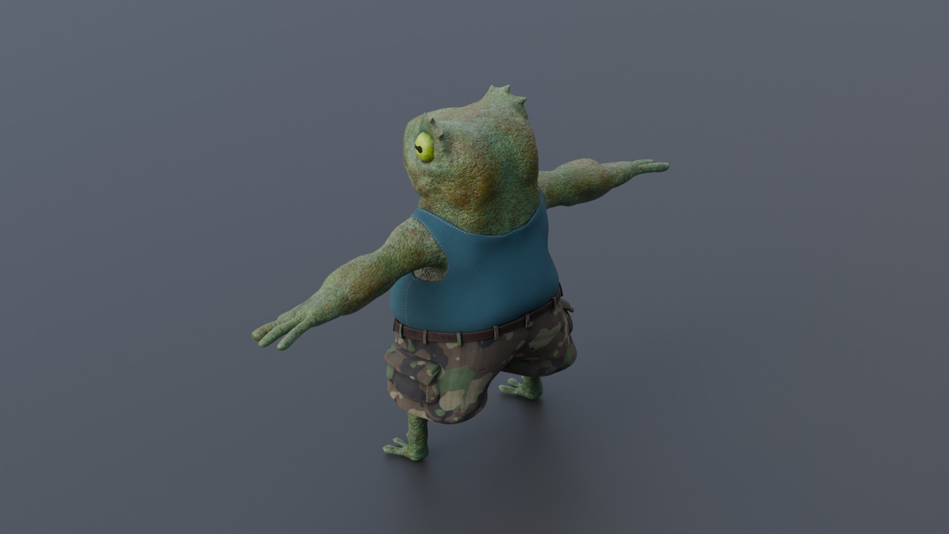 Frog boy character Low-poly 3D model_3