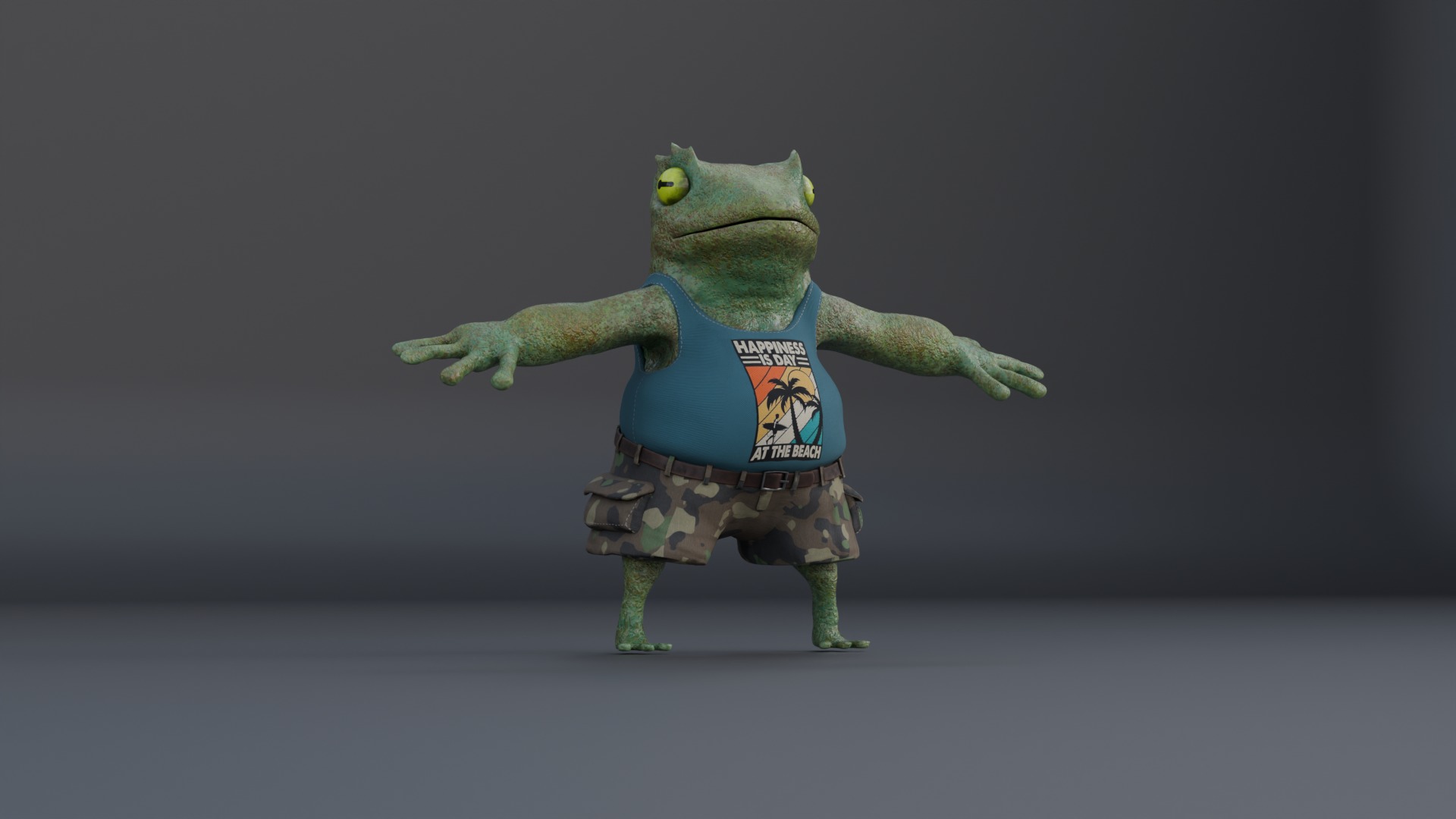 Frog boy character Low-poly 3D model_4