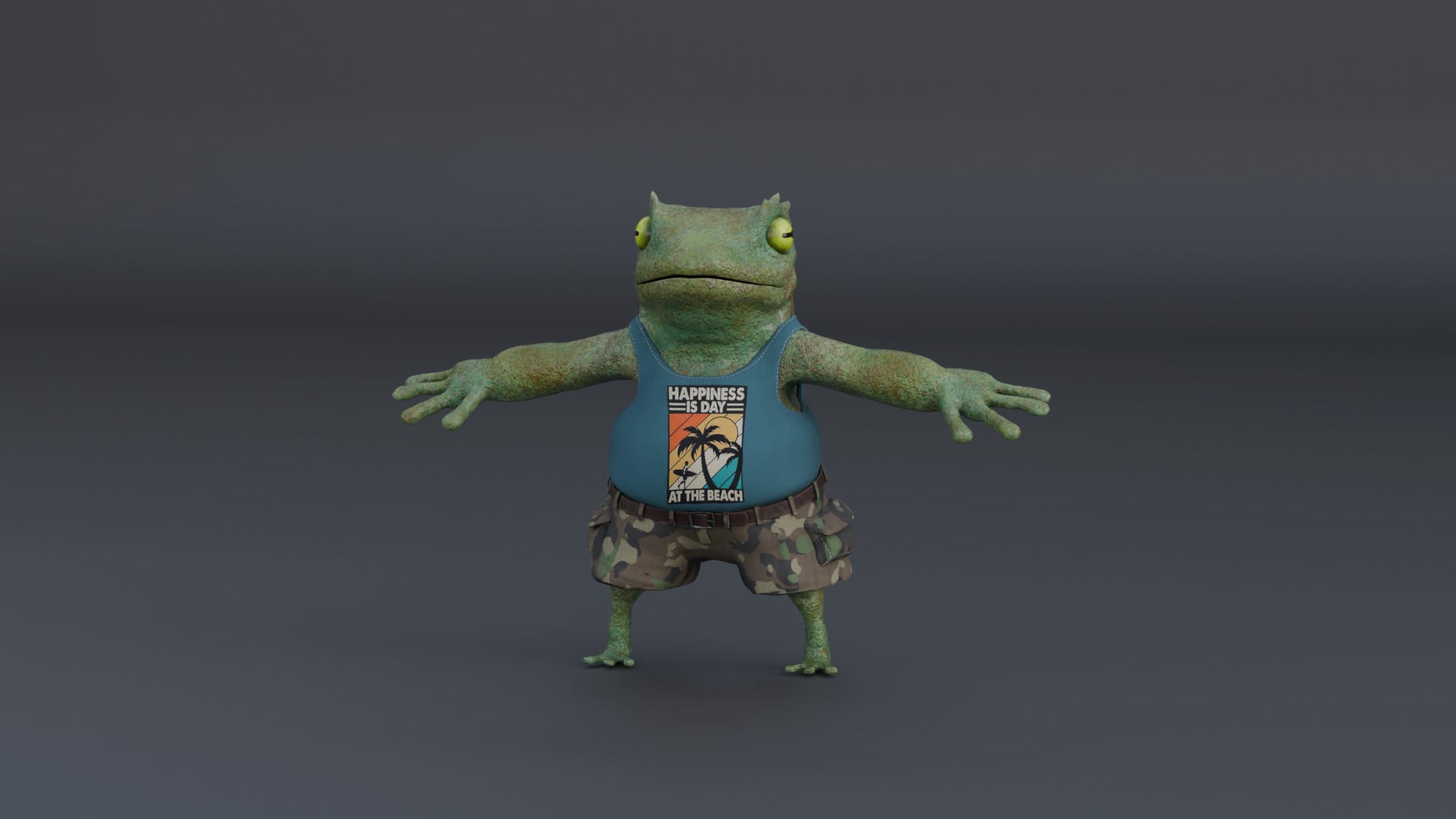 Frog boy character Low-poly 3D model_1