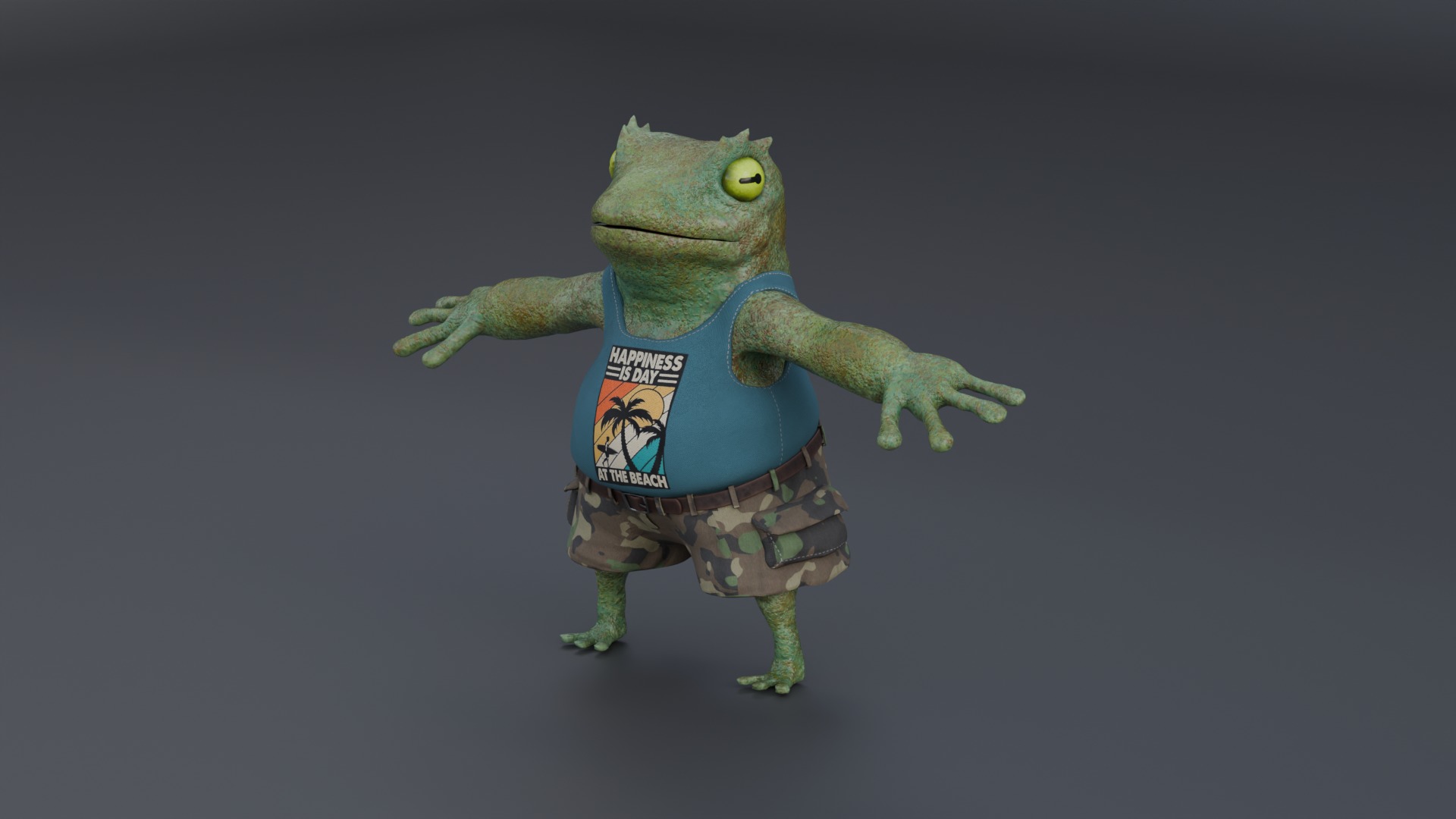 Frog boy character Low-poly 3D model_5