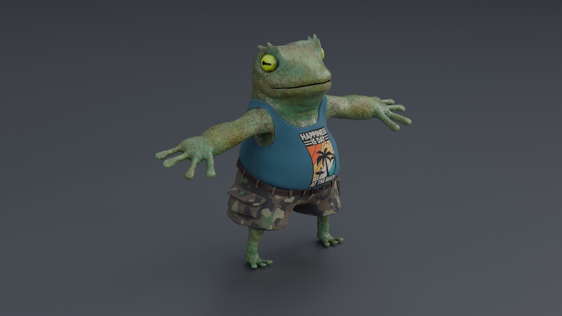Frog boy character Low-poly 3D model_2