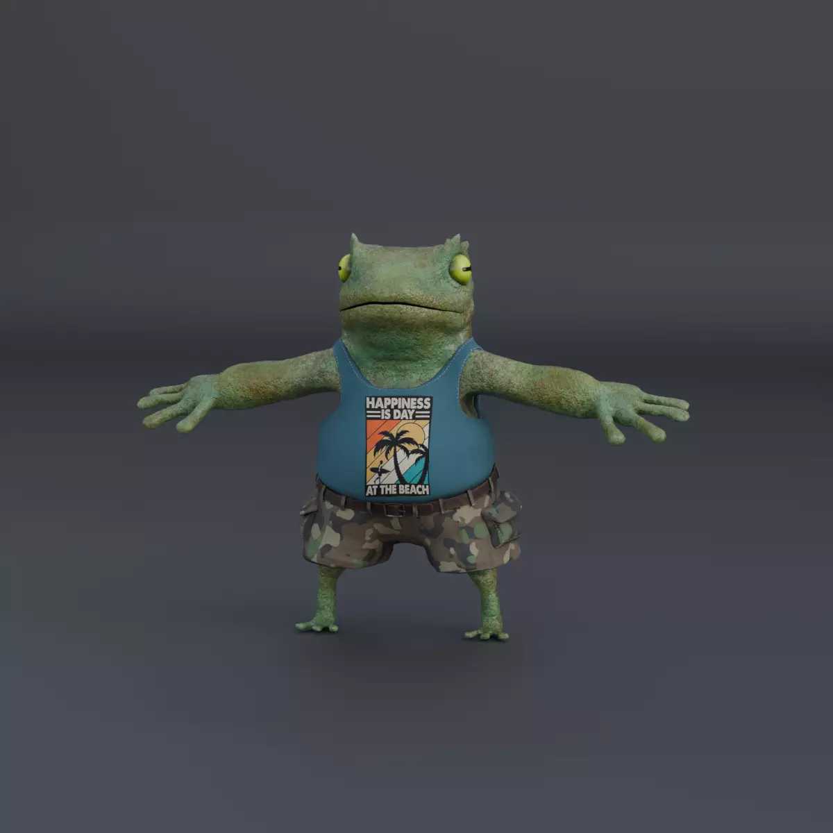 Frog boy character Low-poly 3D model_0