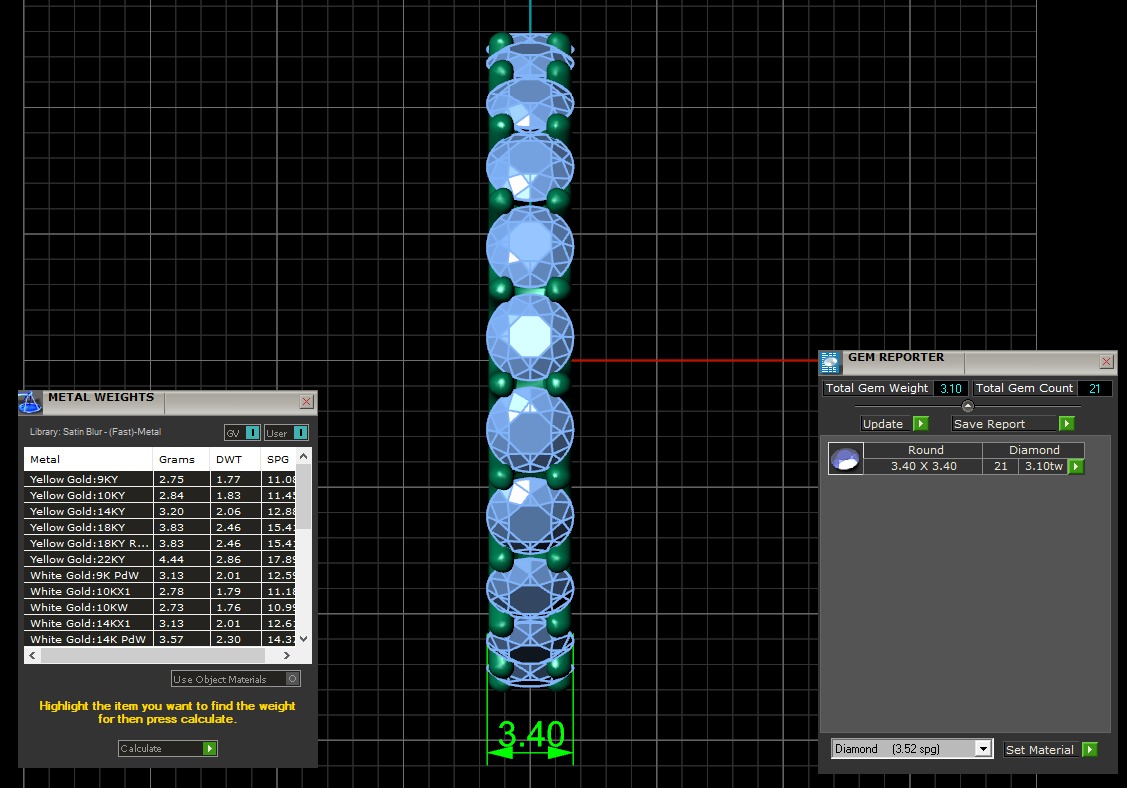 U Shaped Eternity Ring 3 point 4 mm stone size swiss 19 and EU59 3D print model_4