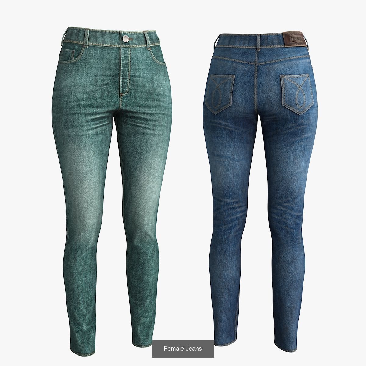 Jeans Male Female 3D Model Collection_3