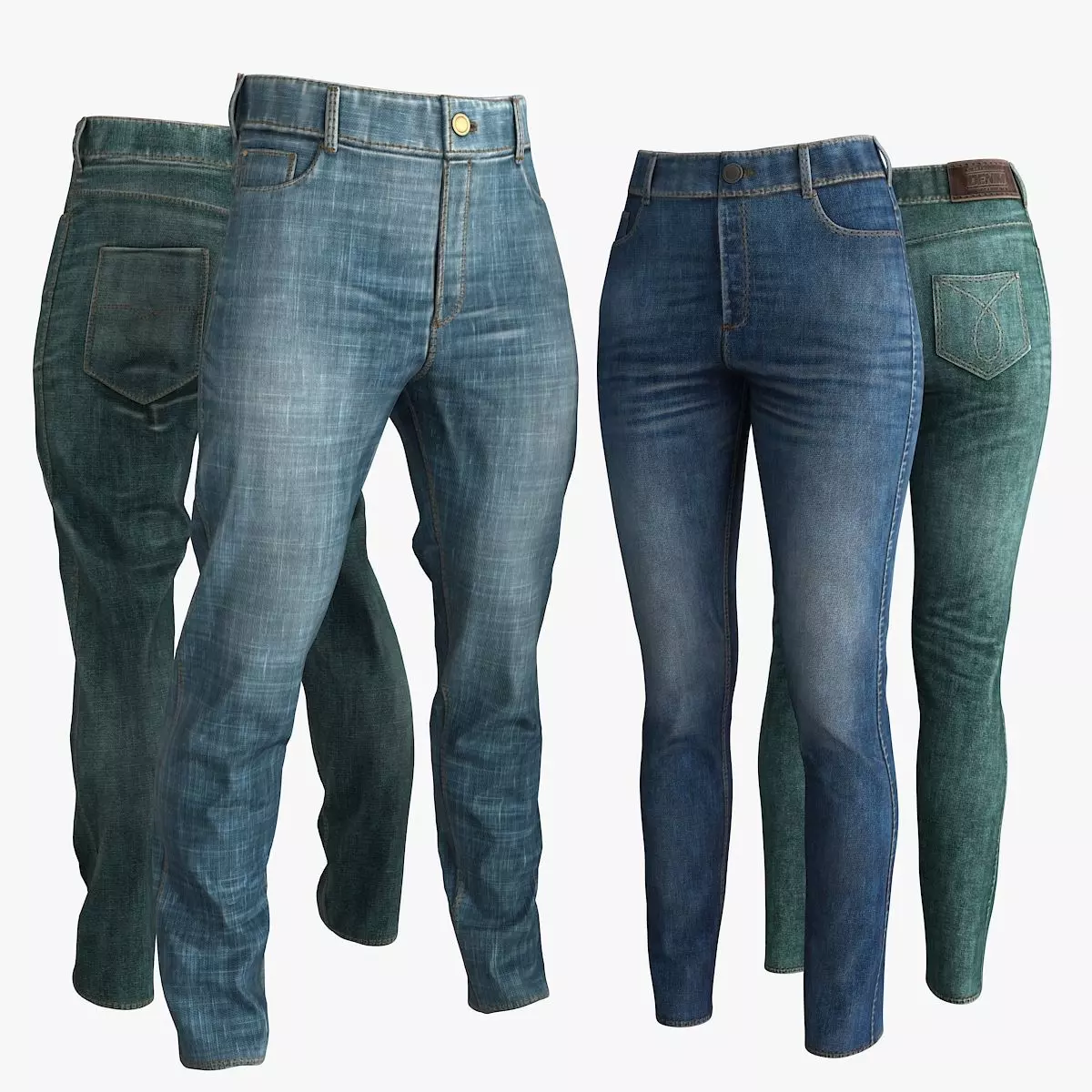 Jeans Male Female 3D Model Collection_0