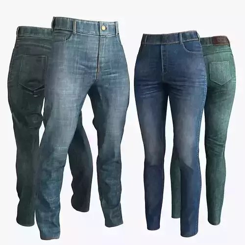 Jeans Male Female 3D Model Collection Jeans Male Female 3D Model Collection