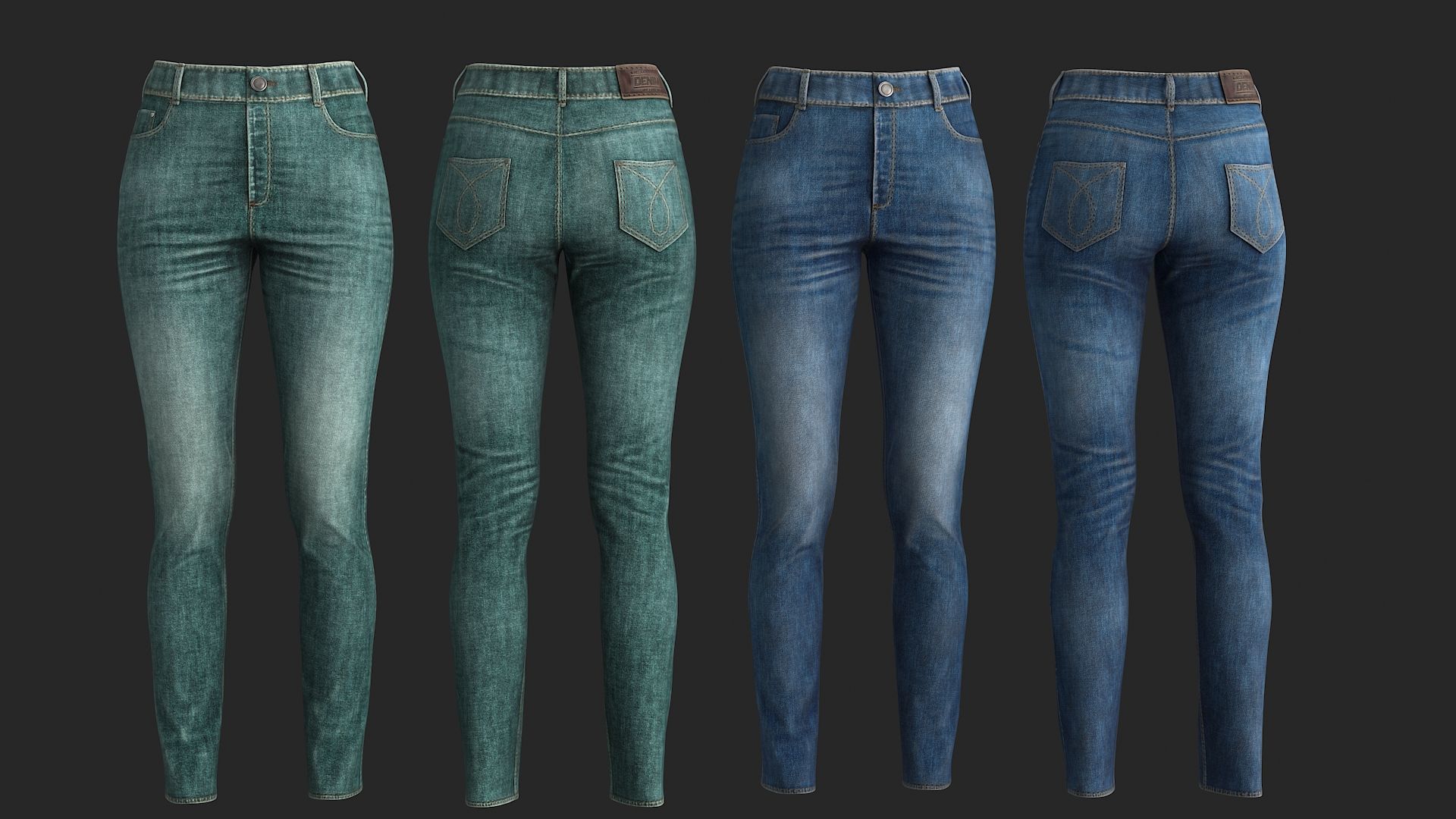Jeans Male Female 3D Model Collection_6