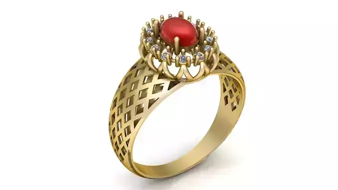 GOLD RUBY RING 3D PRINTABLE MODEL