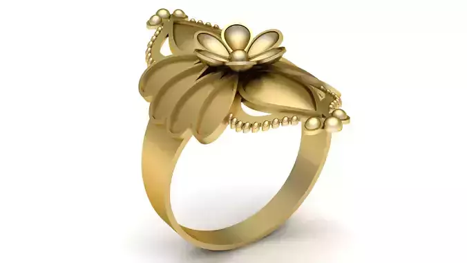 GOLDEN FLOWER RING 3D PRINTABLE MODEL