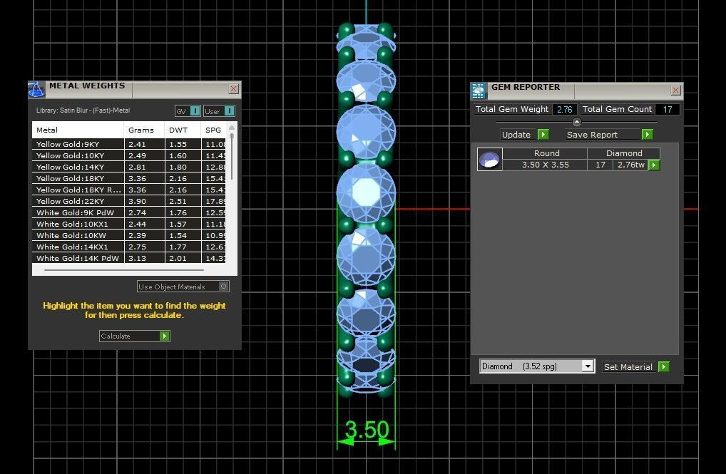 U Shaped Eternity Ring 3 point 5 mm stone size swiss 8 and EU48 3D print model_4