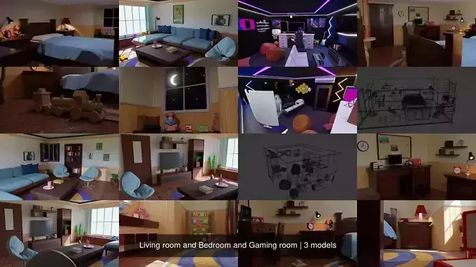 Living room and Bedroom and Gaming room