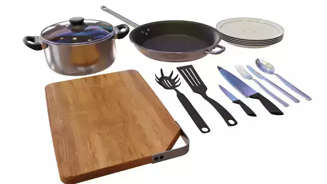 Low poly cooking set 2k textures