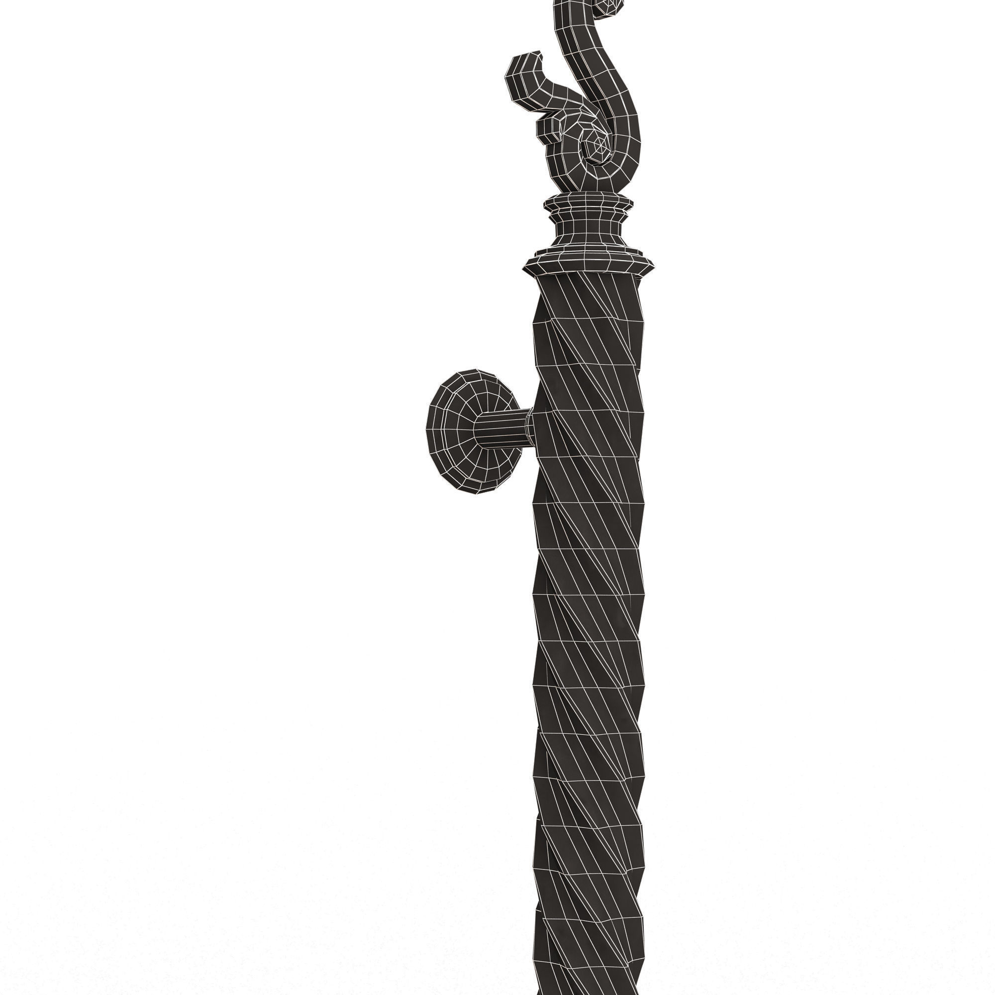 Classic Door Handle 07 Gold Low-poly 3D model_8