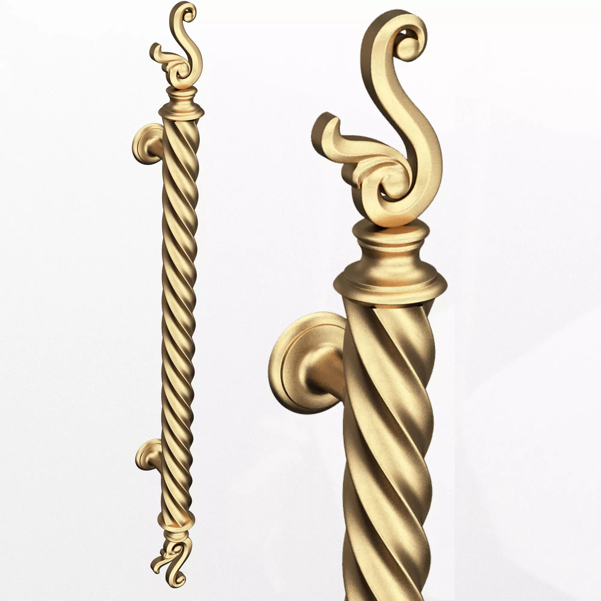 Classic Door Handle 07 Gold Low-poly 3D model_0