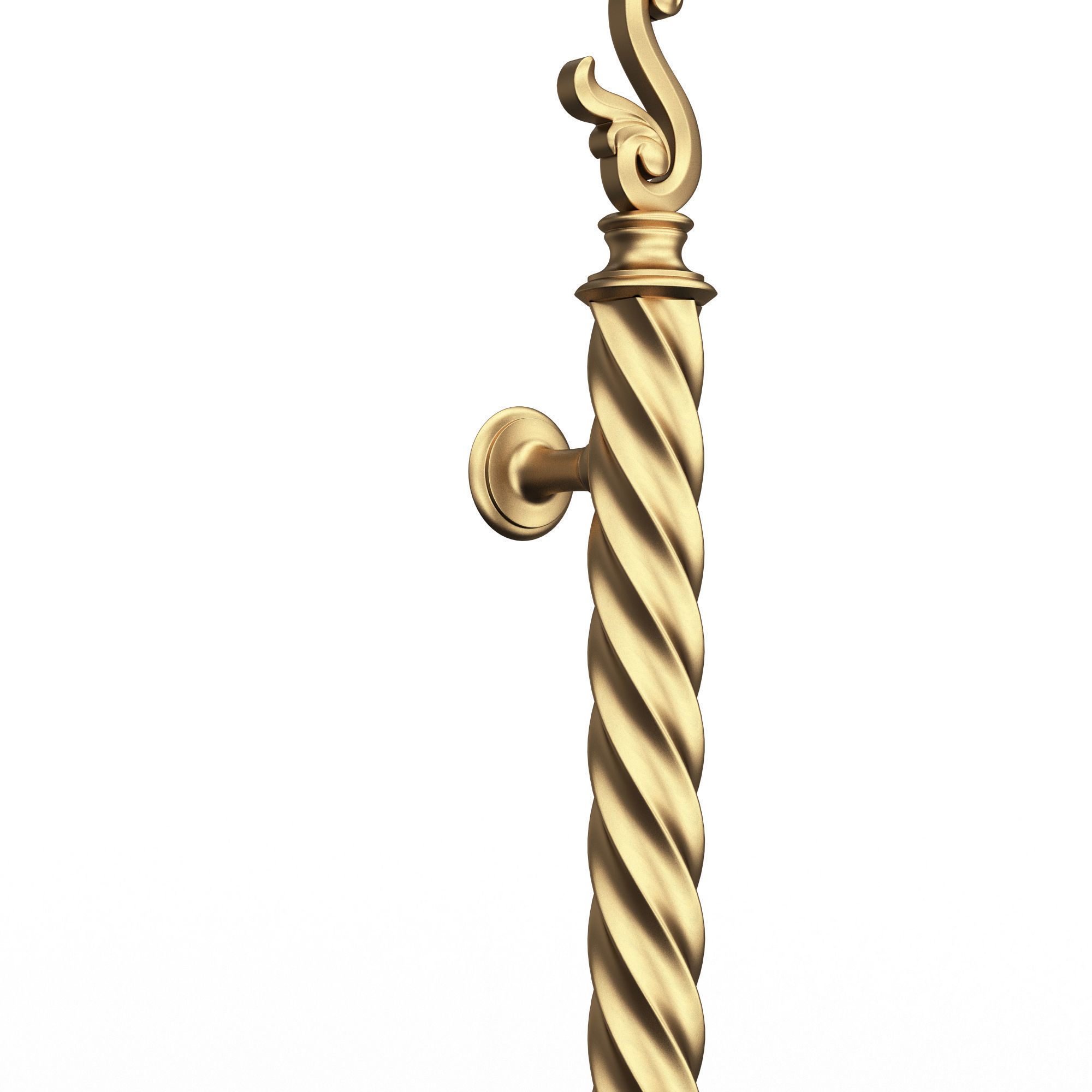 Classic Door Handle 07 Gold Low-poly 3D model_4