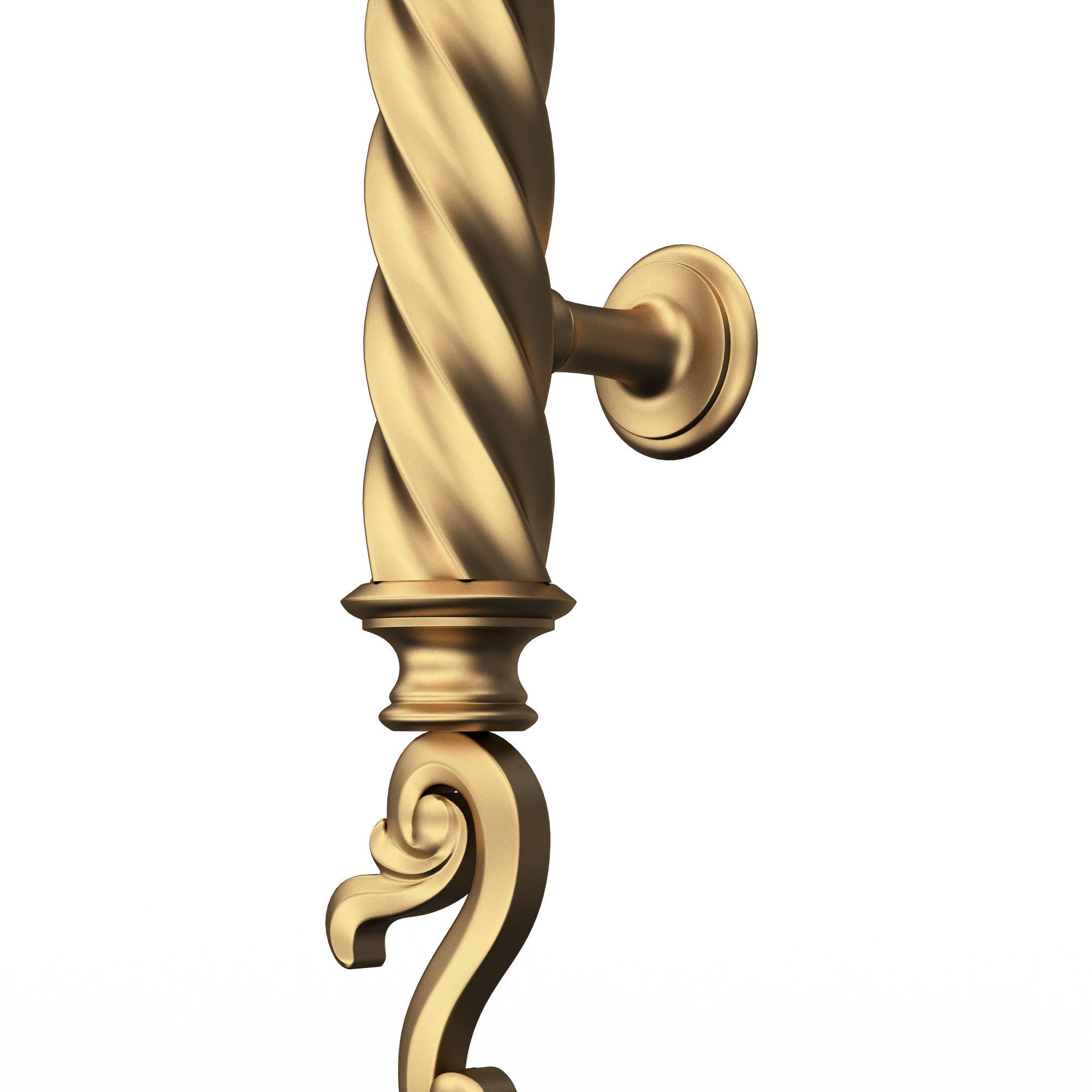 Classic Door Handle 07 Gold Low-poly 3D model_5