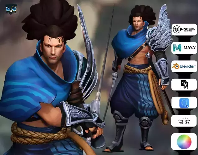 yasuo league of legends Low-poly 3D model