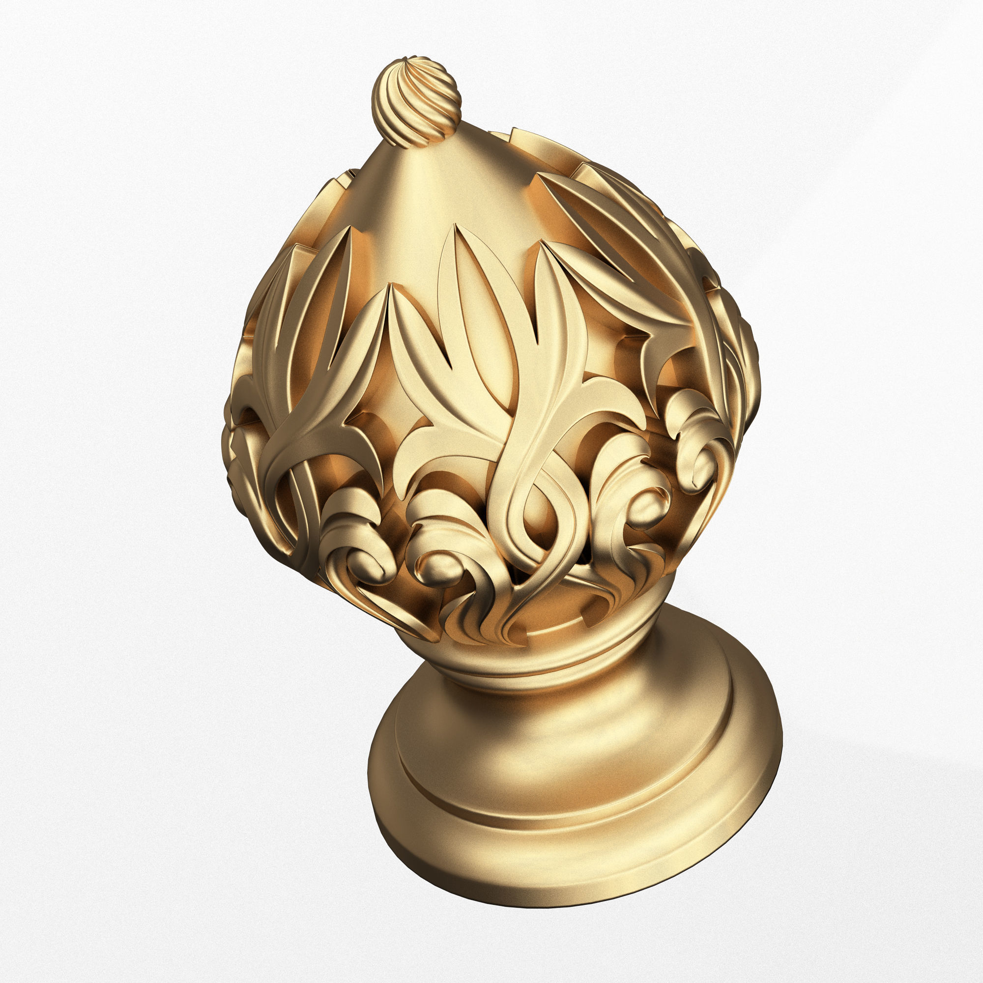 Carved Finial Knob 01 Low-poly 3D model_4