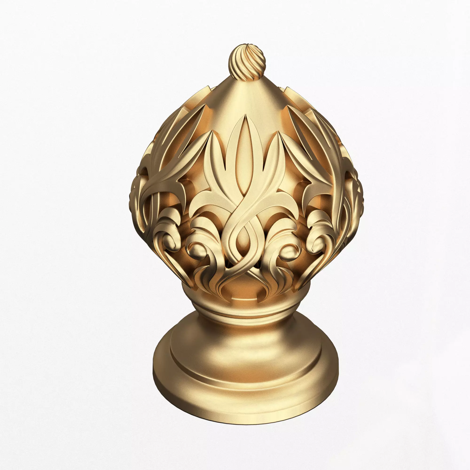 Carved Finial Knob 01 Low-poly 3D model_0