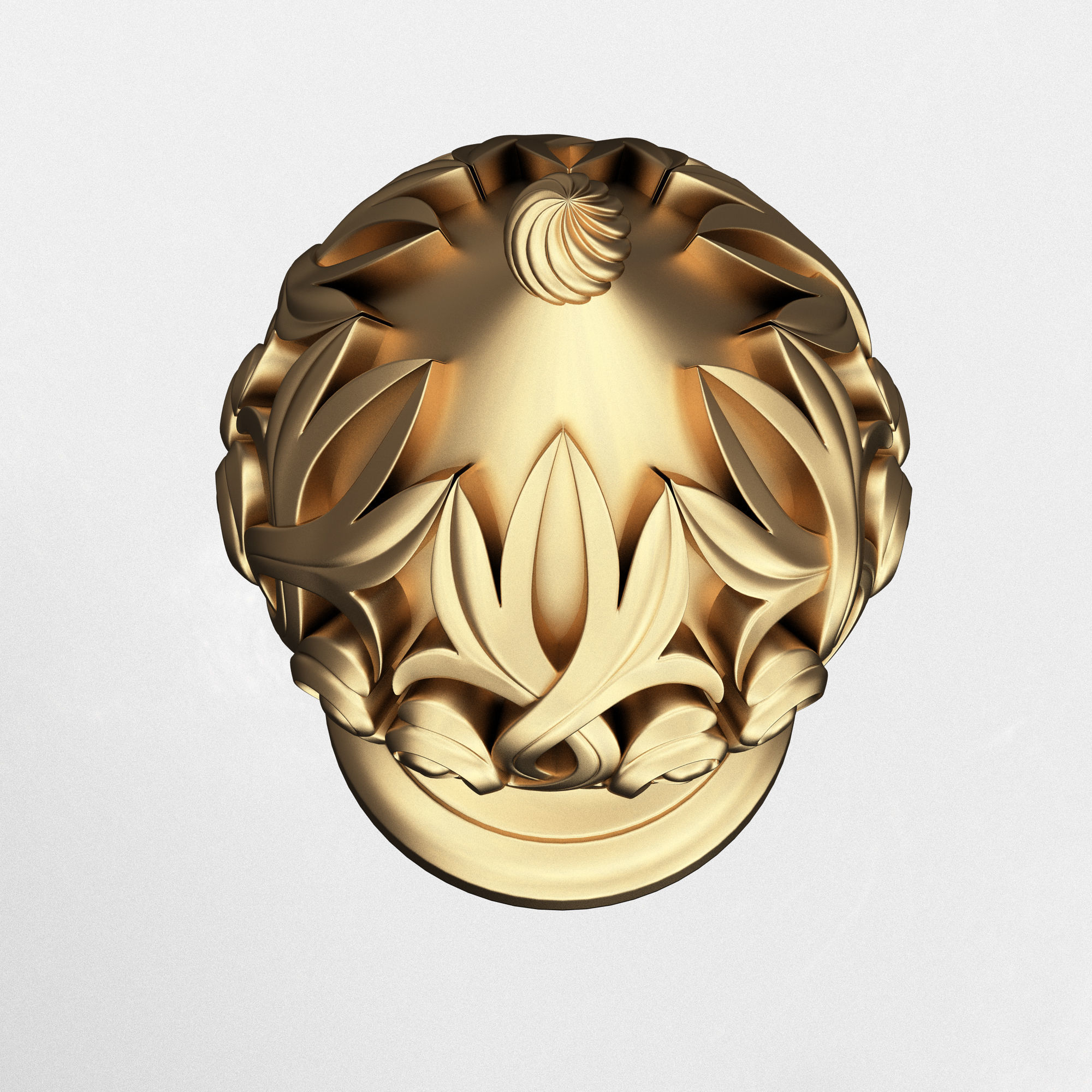 Carved Finial Knob 01 Low-poly 3D model_2