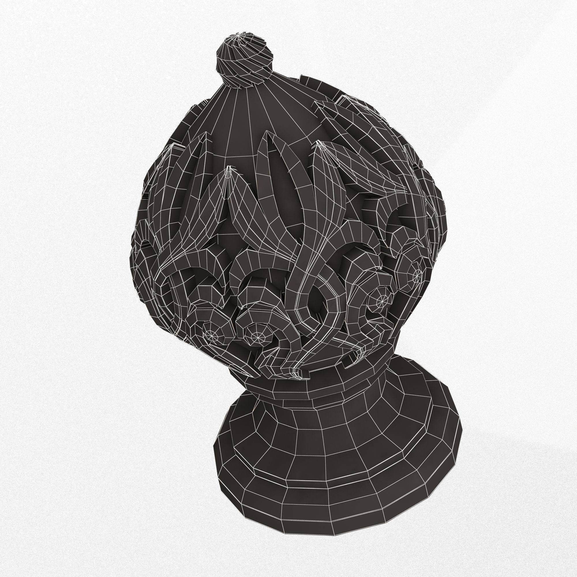 Carved Finial Knob 01 Low-poly 3D model_9