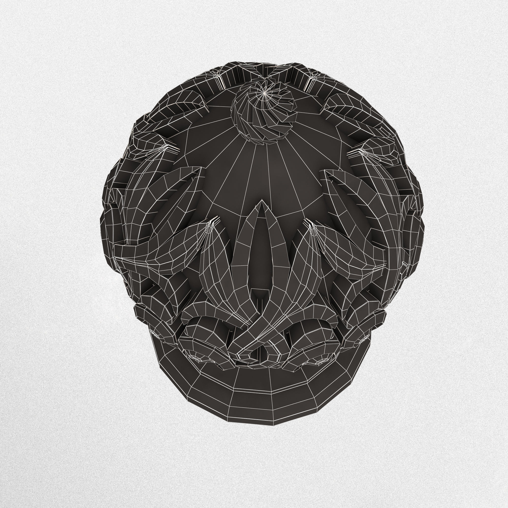 Carved Finial Knob 01 Low-poly 3D model_7