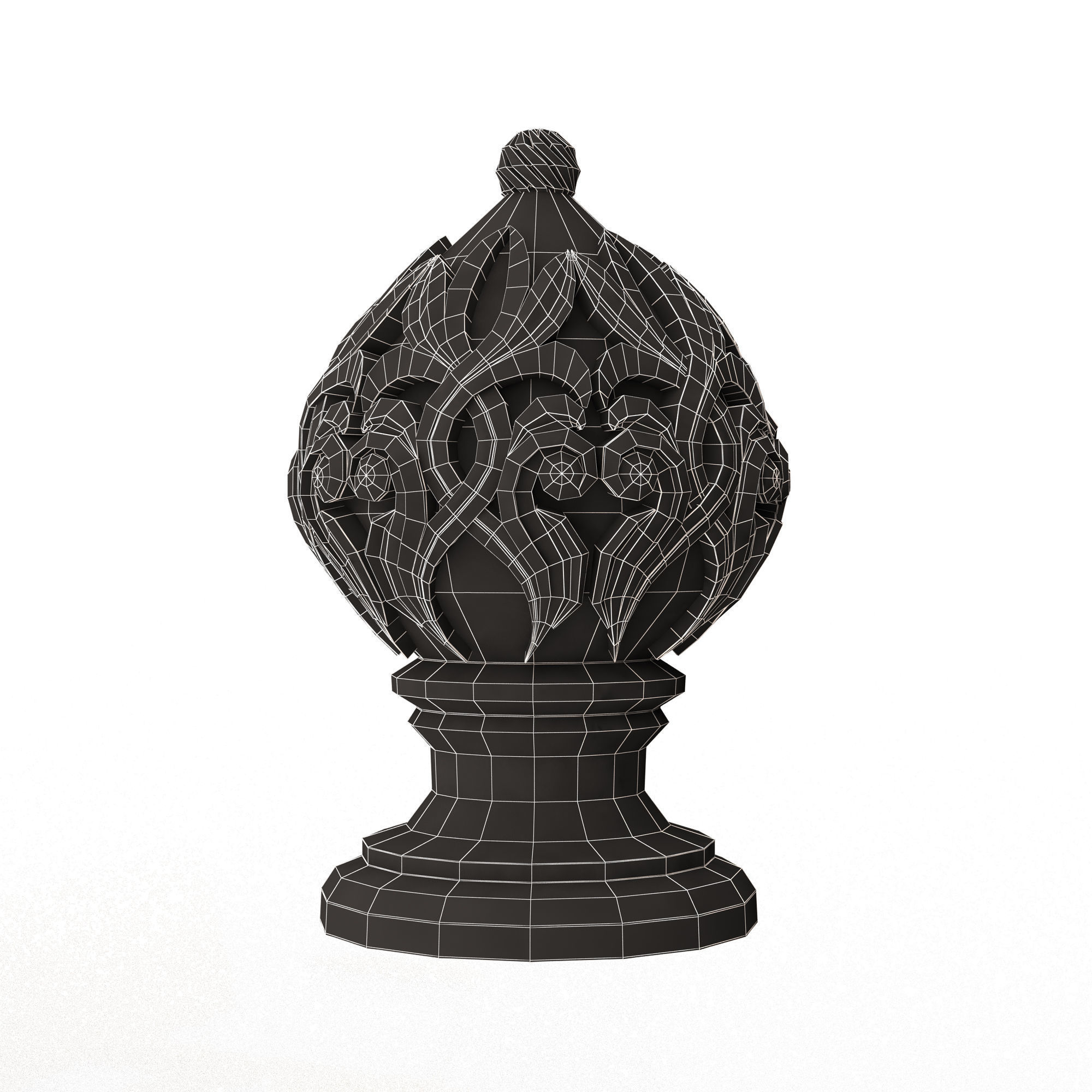 Carved Finial Knob 01 Low-poly 3D model_17