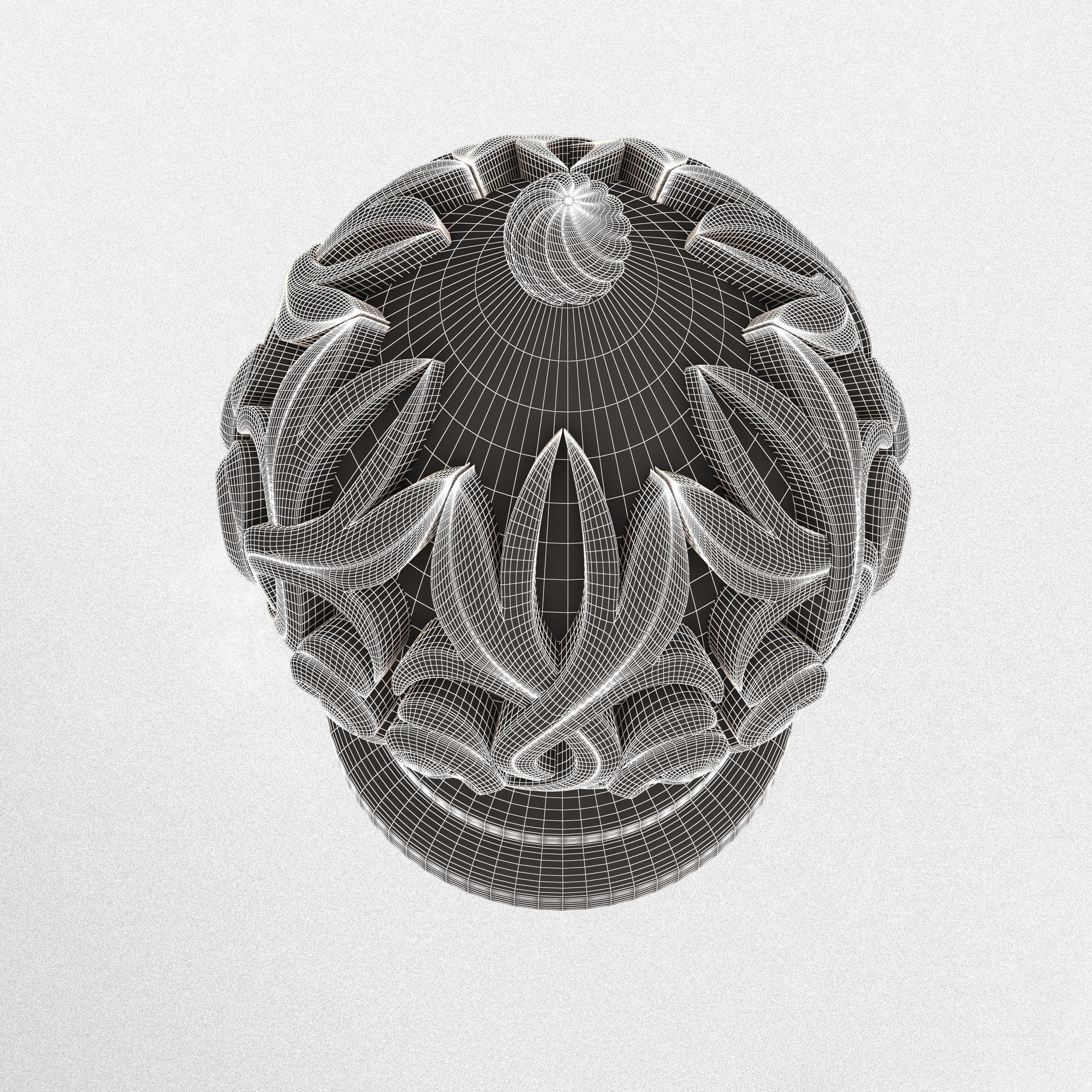 Carved Finial Knob 01 Low-poly 3D model_12