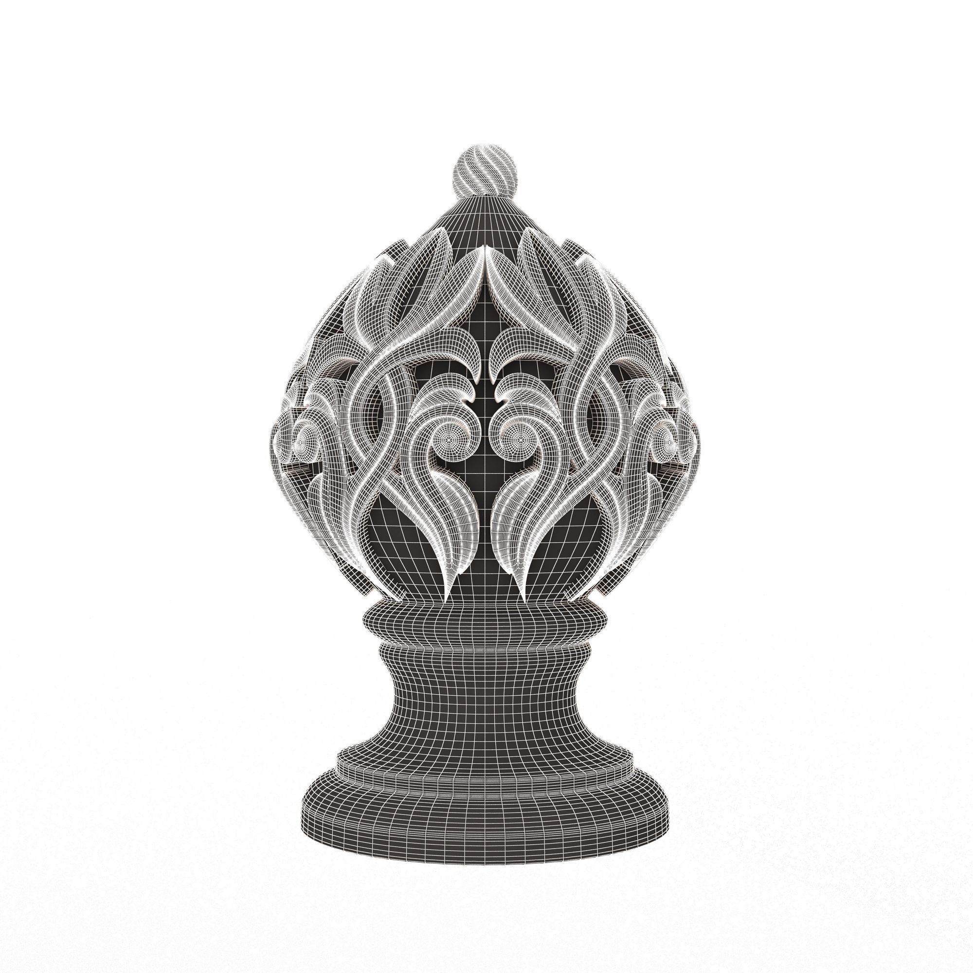 Carved Finial Knob 01 Low-poly 3D model_6