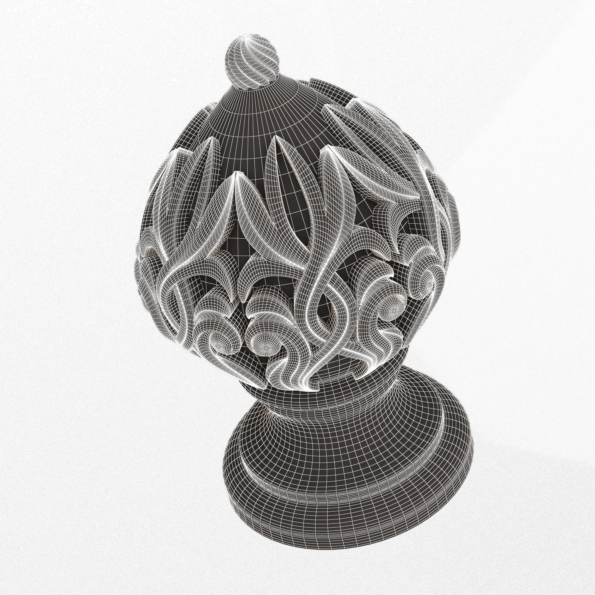 Carved Finial Knob 01 Low-poly 3D model_14