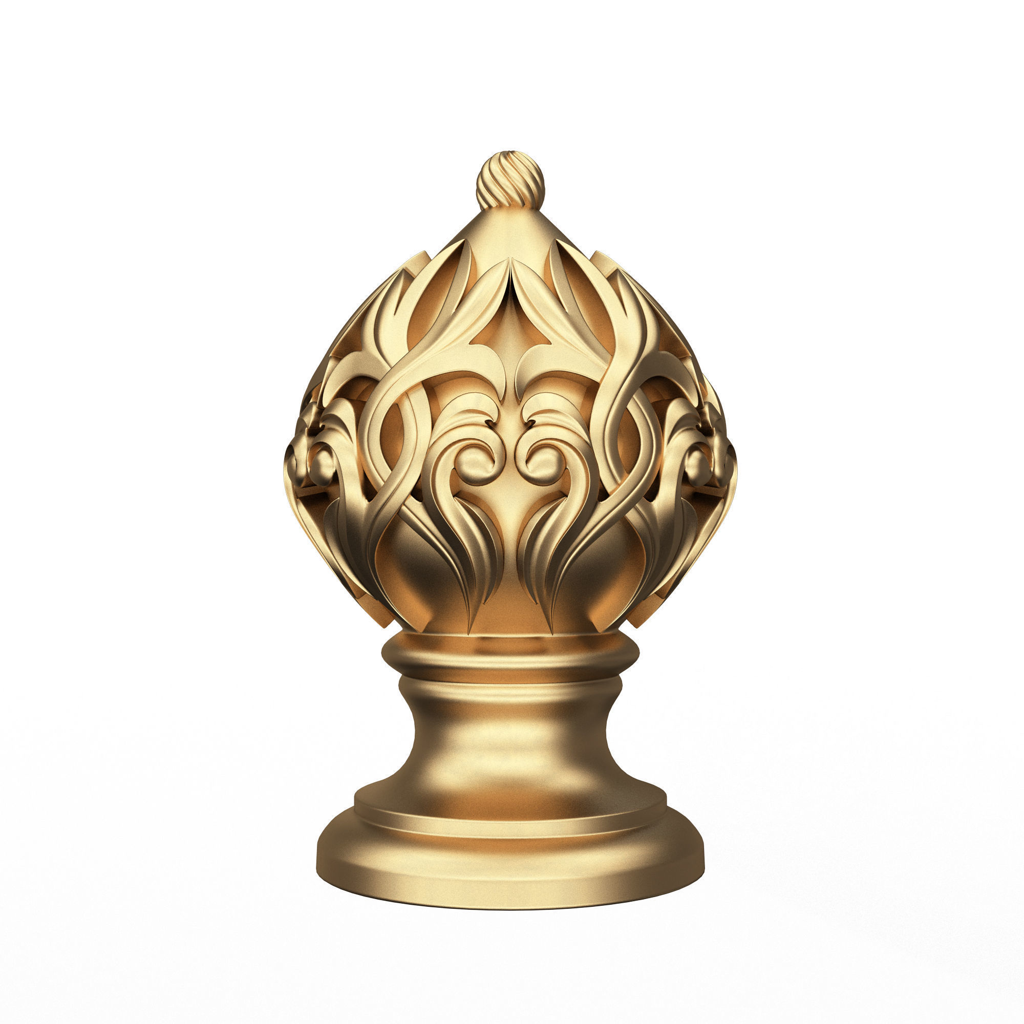 Carved Finial Knob 01 Low-poly 3D model_5