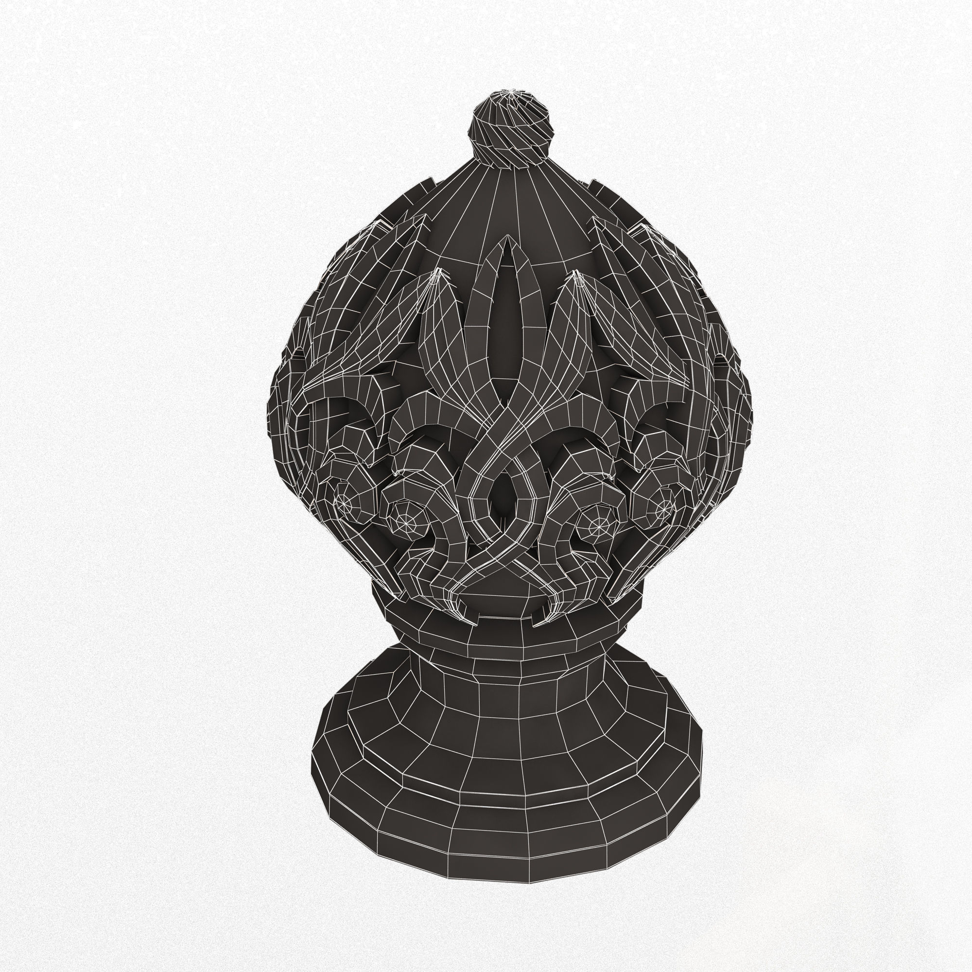 Carved Finial Knob 01 Low-poly 3D model_16