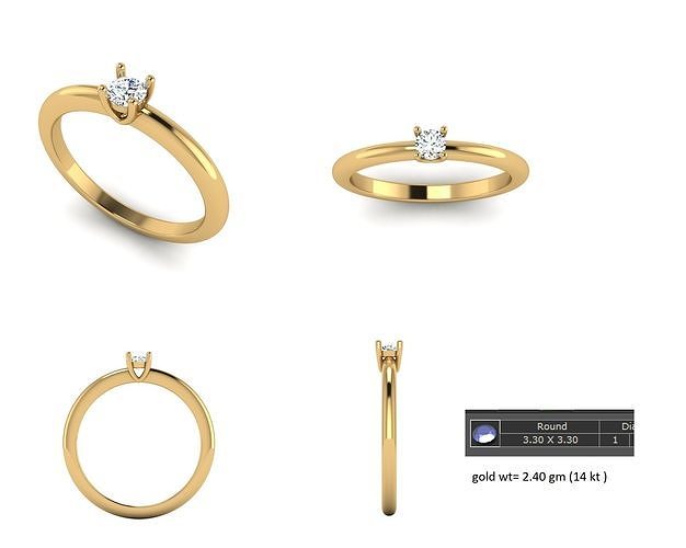 Simple Single Diamond Ring For Women 3D Model Free 3D print model