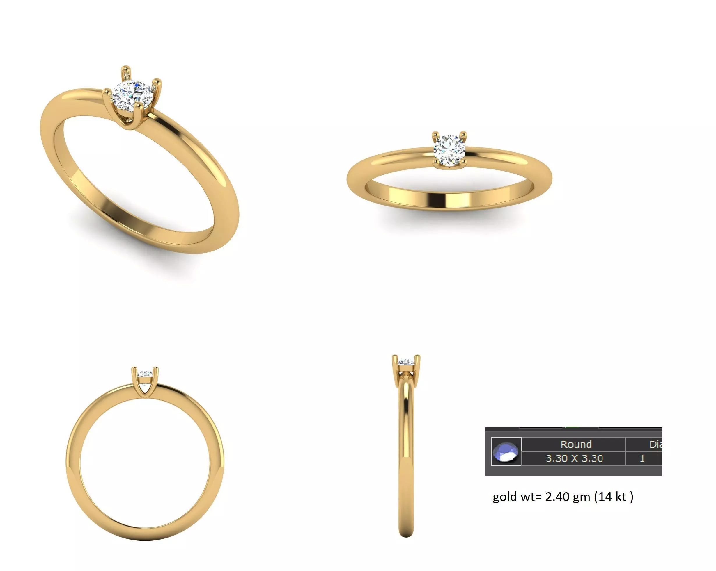 Simple Single Diamond Ring For Women 3D Model Free 3D print model