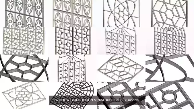 WINDOW GRILL DESIGN MINIATURES PACK 3D Model Collection