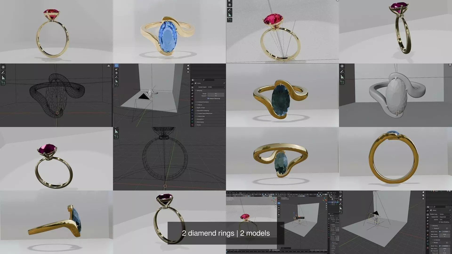2 diamend rings 3D Model Collection_0