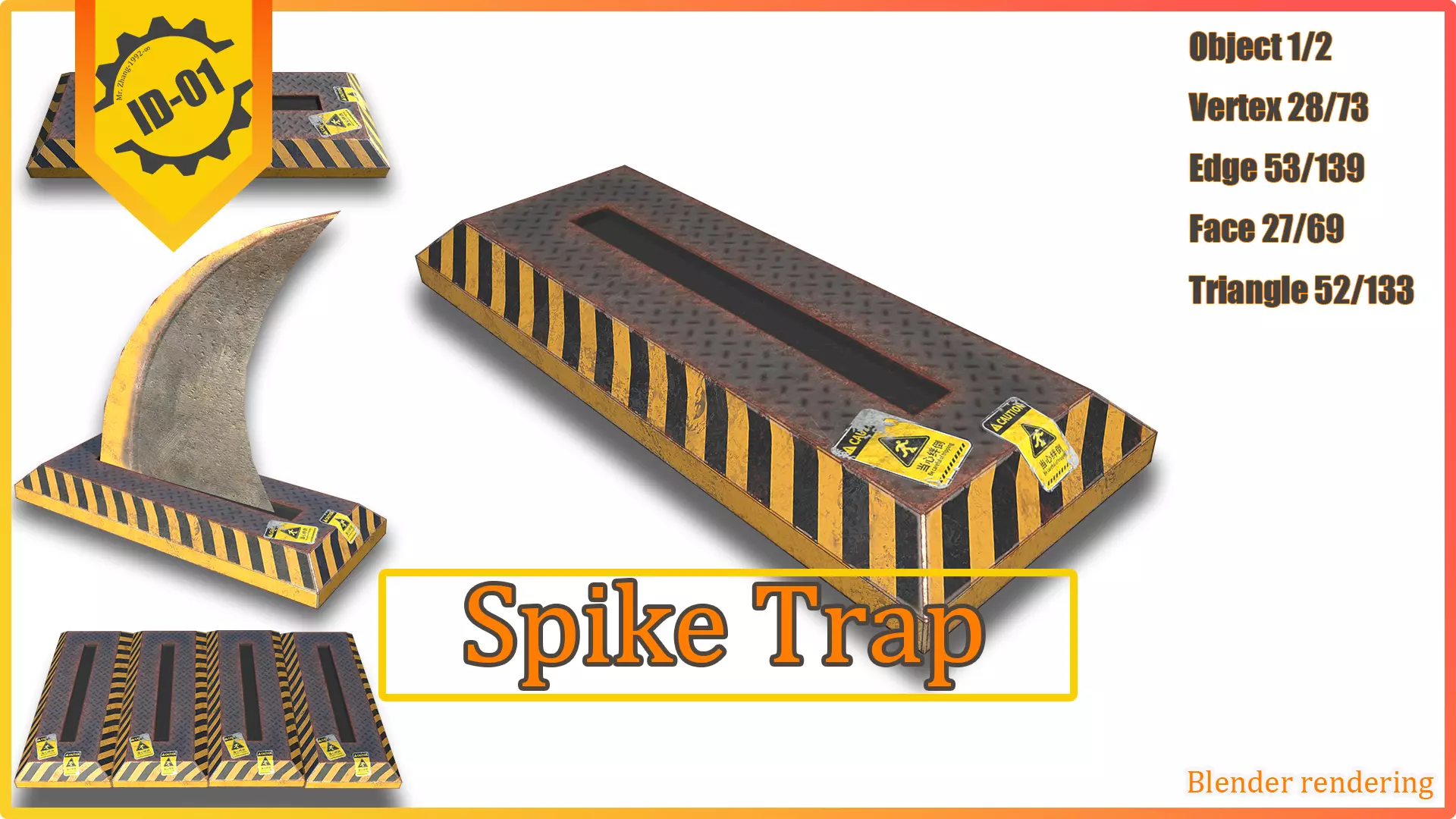 Spike Trap Low-poly 3D model_0