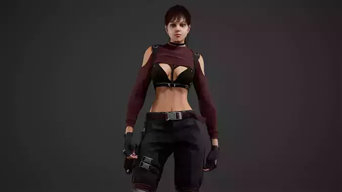 Lara girl military Low-poly 3D model
