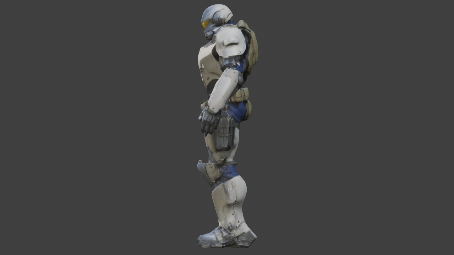 Military power armor Low-poly 3D model_2