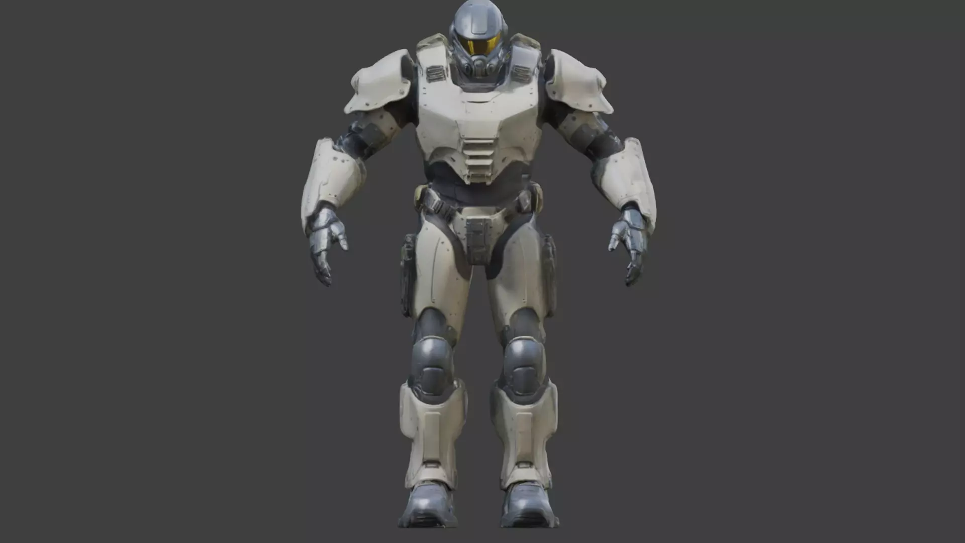 Military power armor Low-poly 3D model_0
