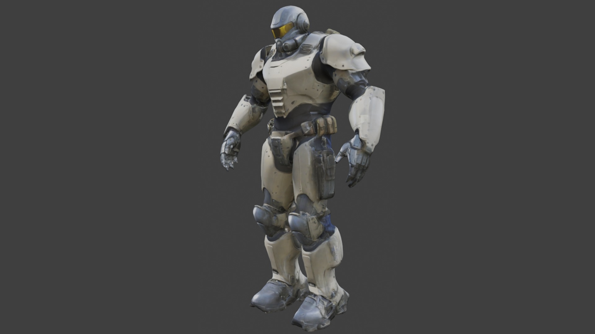 Military power armor Low-poly 3D model_1