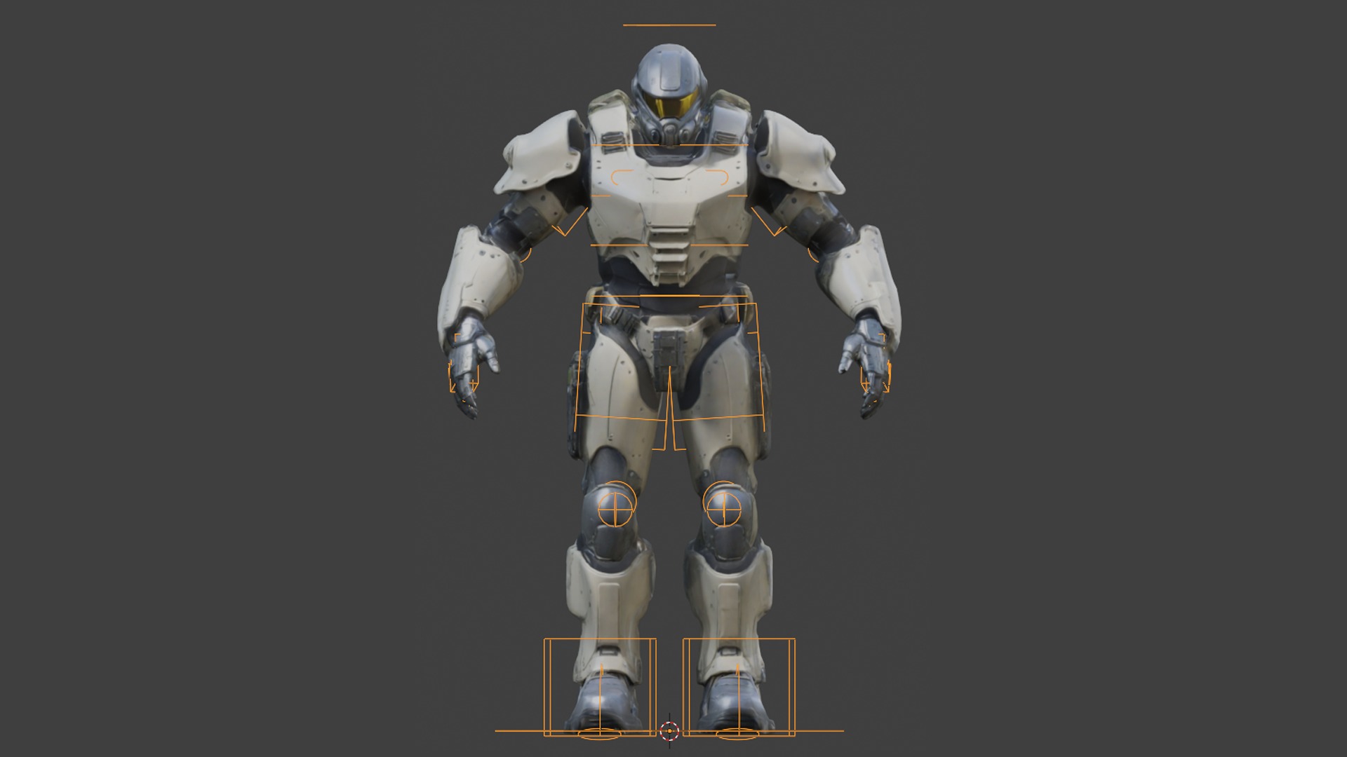 Military power armor Low-poly 3D model_4