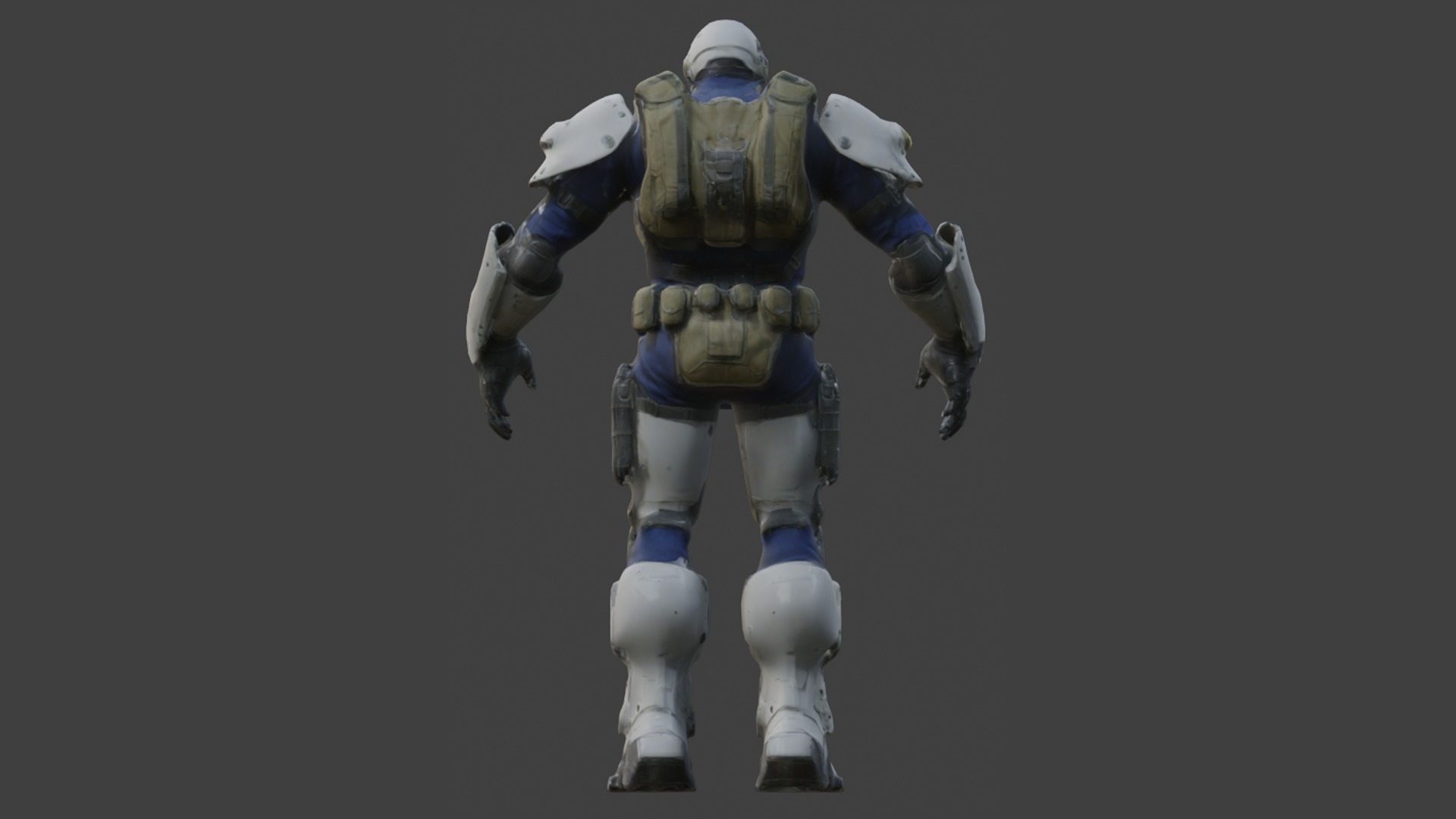 Military power armor Low-poly 3D model_3
