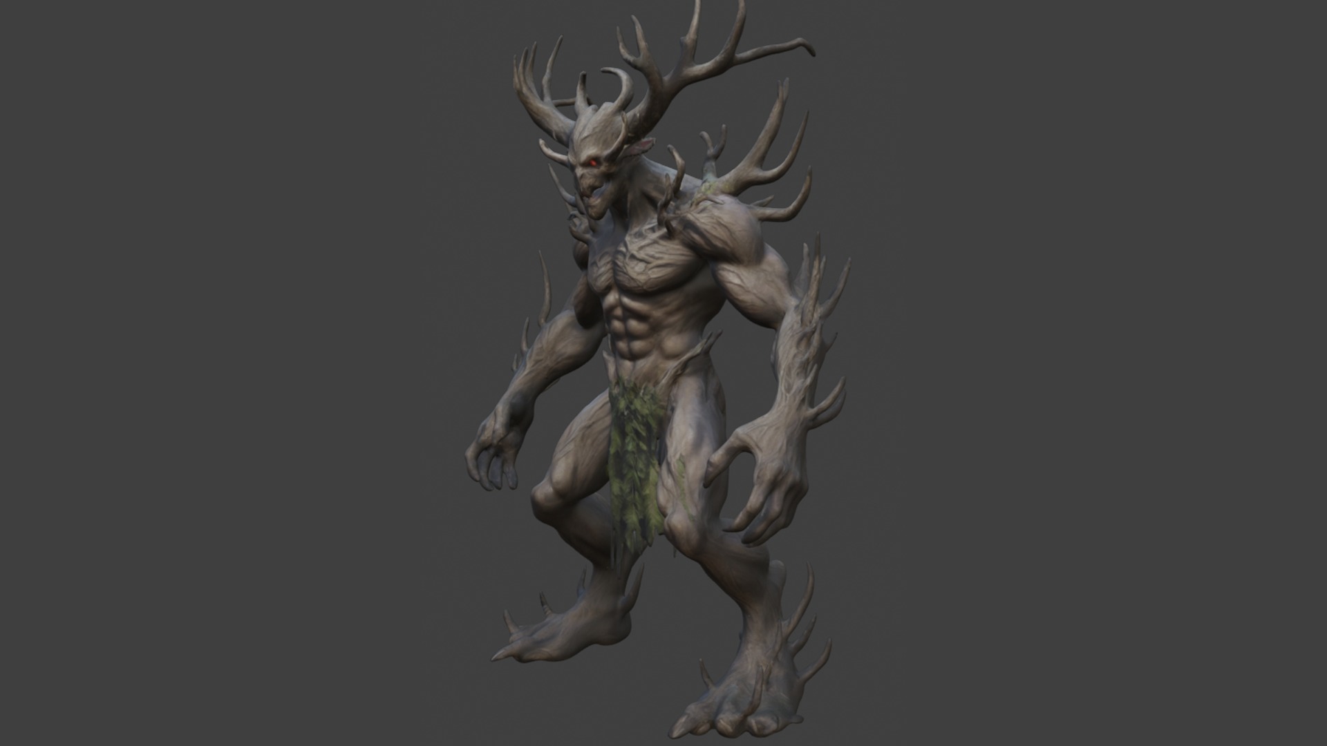 demon tree man Low-poly 3D model_4