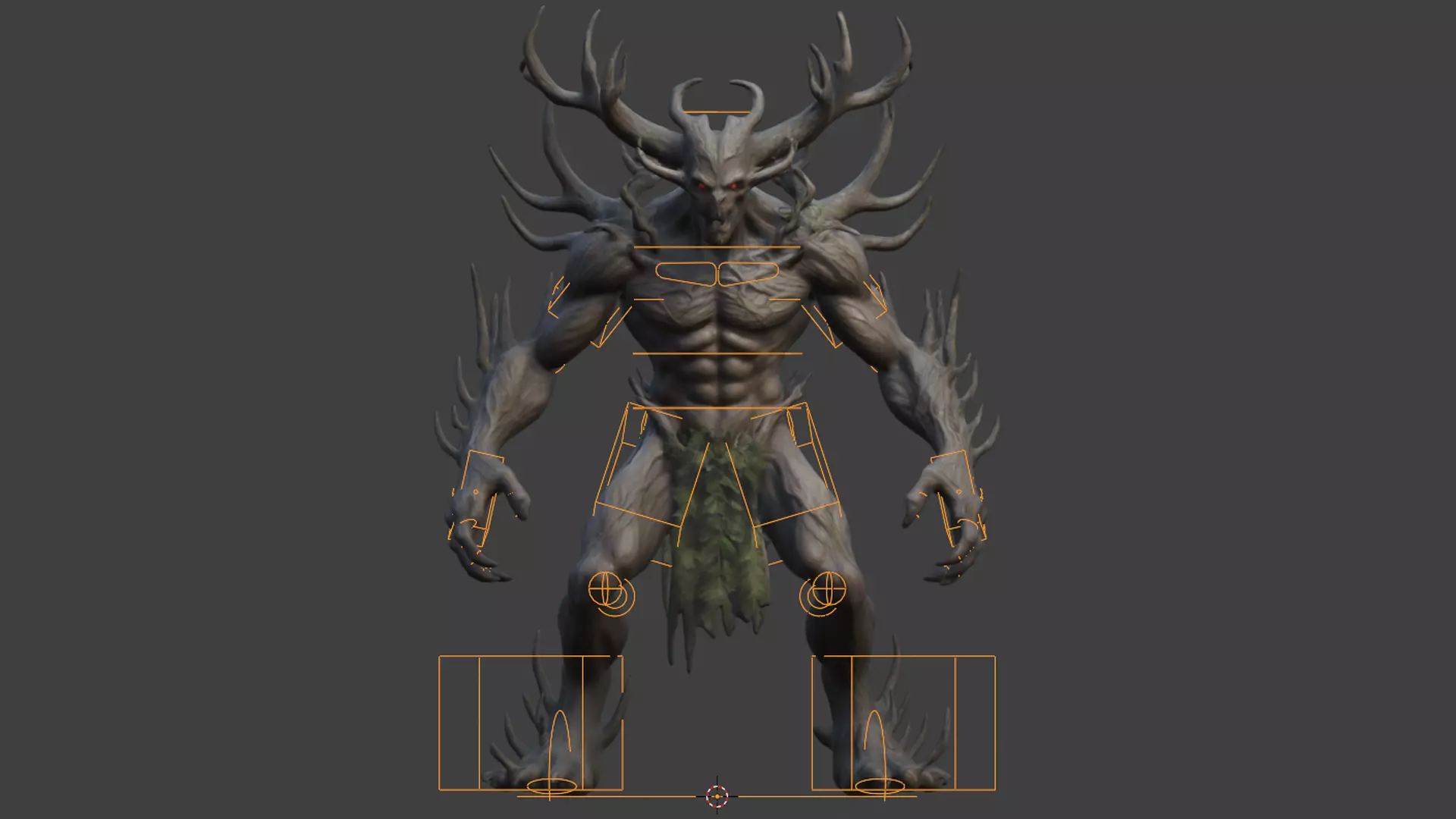 demon tree man Low-poly 3D model_0