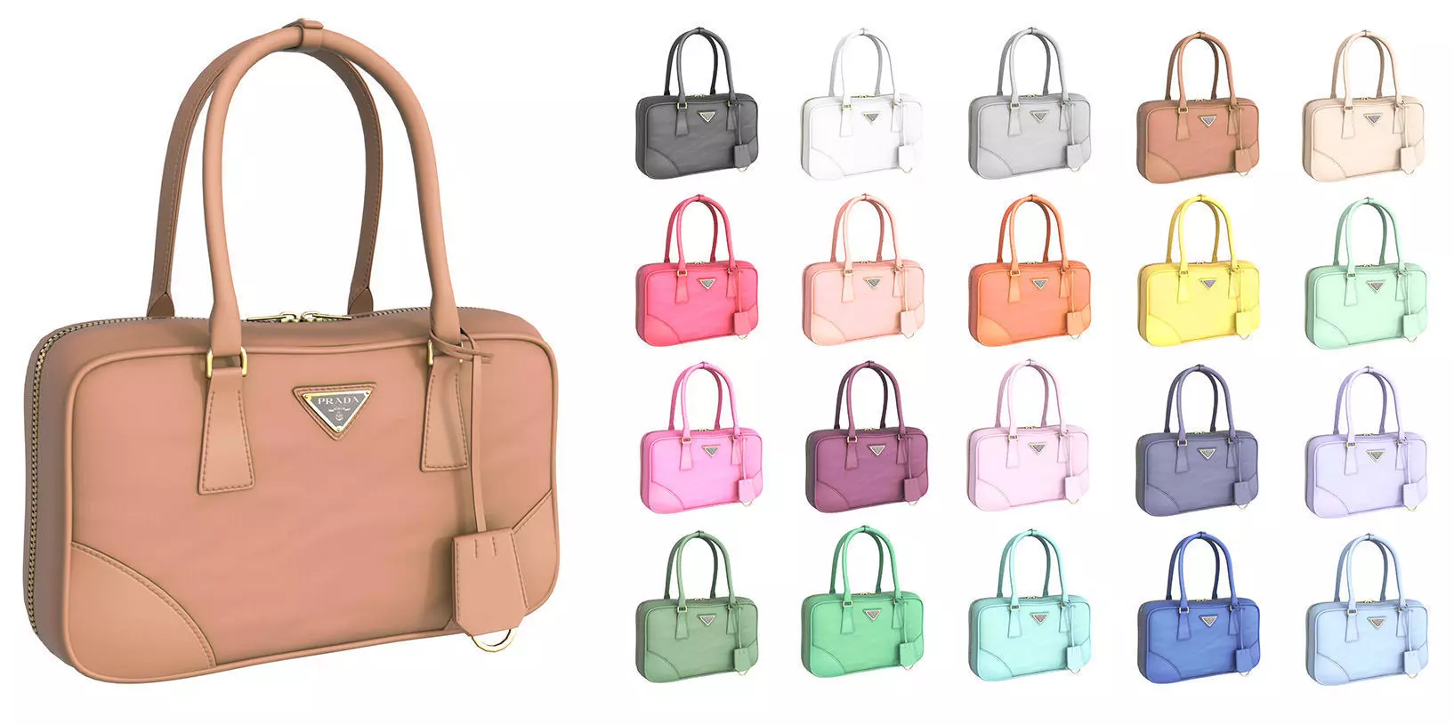 Prada two-handle bag - Low-poly 3D model