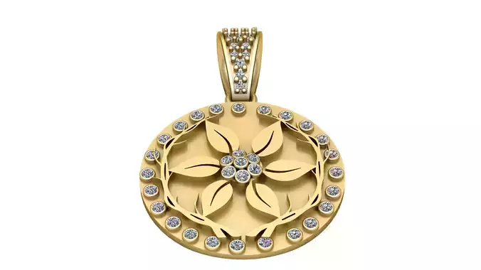 GOLDEN FLOWER COIN PENDANT 3D PRINTABLE MODEL