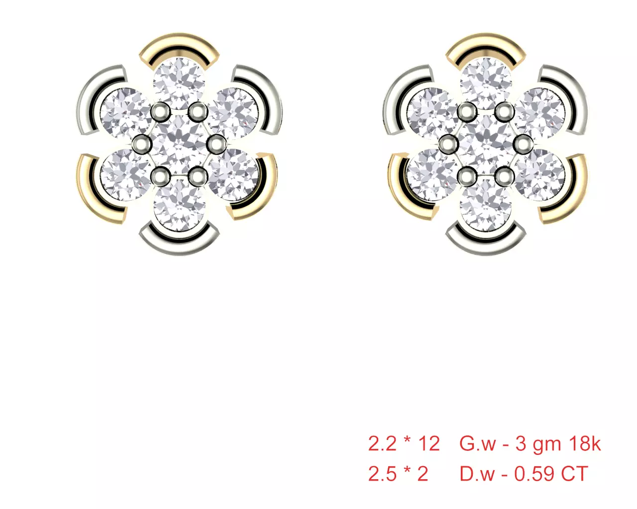 Women Earrings Render 3dm STL OBJ FBX Details 3D print model_0